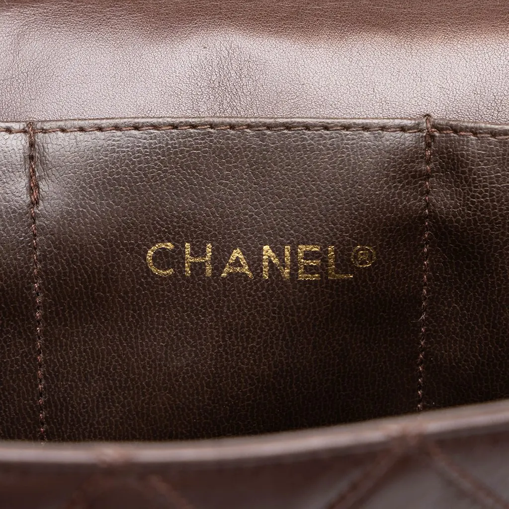 Chanel Quilted Lambskin Briefcase Brown Leather Good - Box View