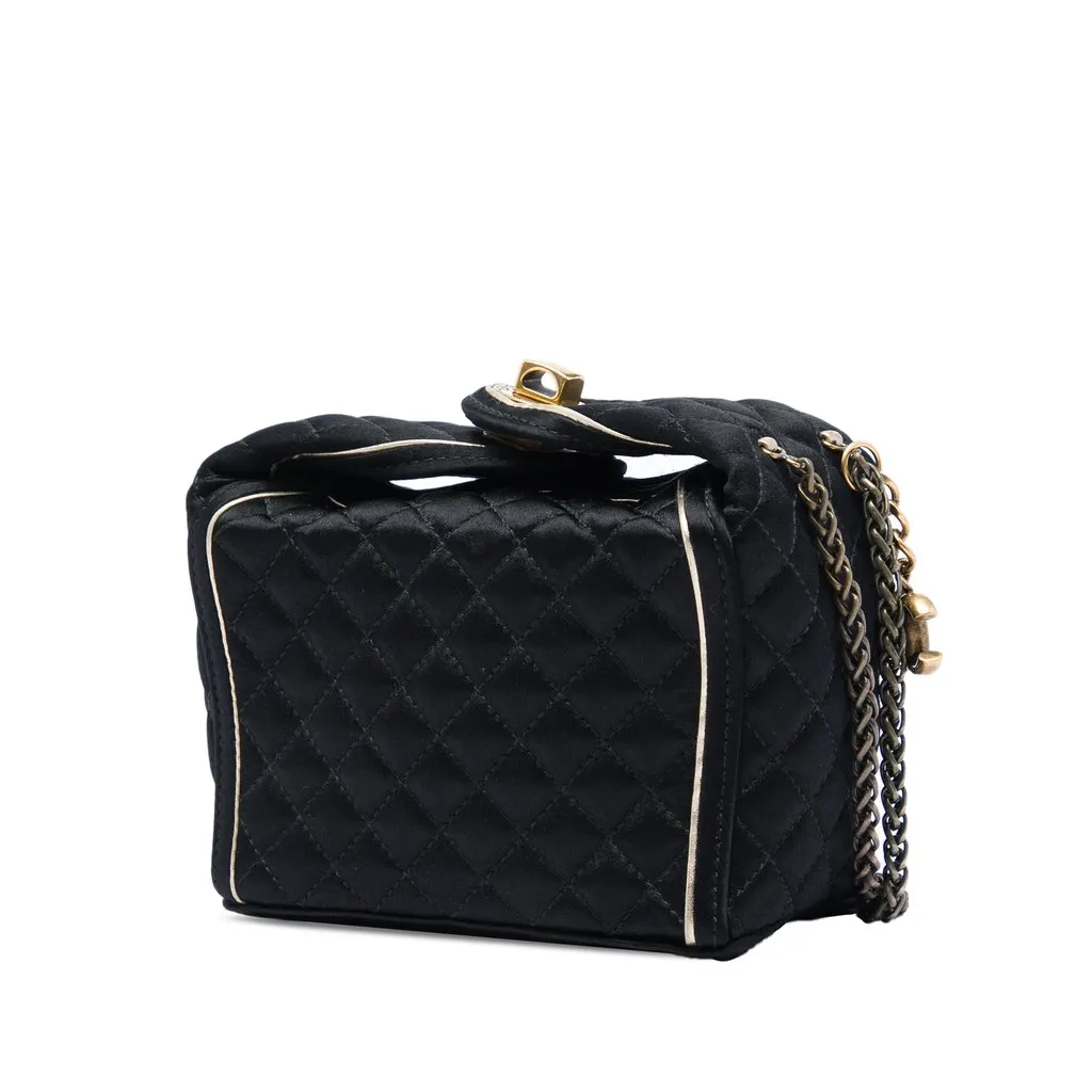 Chanel Paris Shanghai CC Quilted Satin Takeaway Box Bag Black Very good - Back View