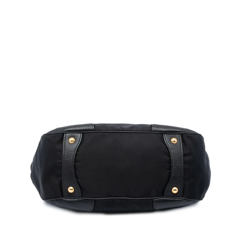 Prada Vitello Daino Trimmed Tessuto Handbag Black Very good - Inside View