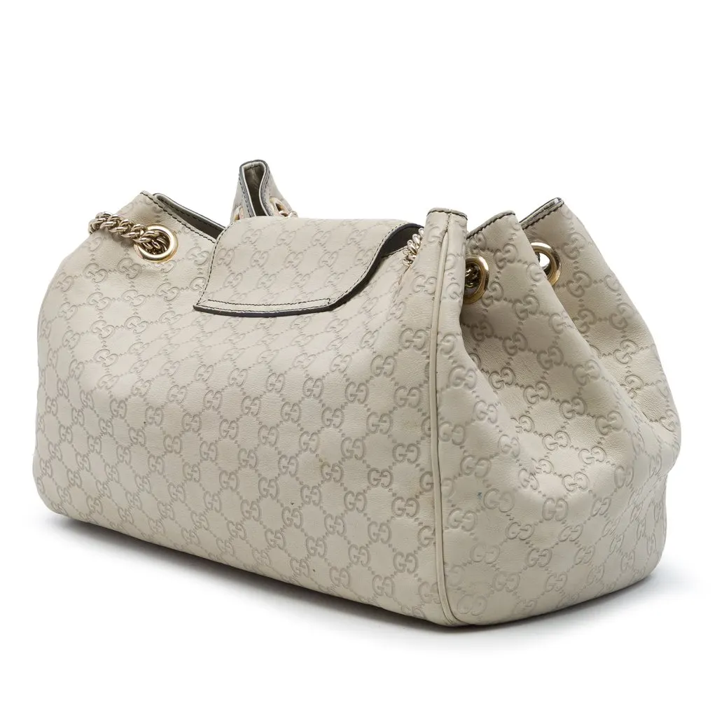 Gucci Large Guccissima Emily Tote White Leather Good - Back View