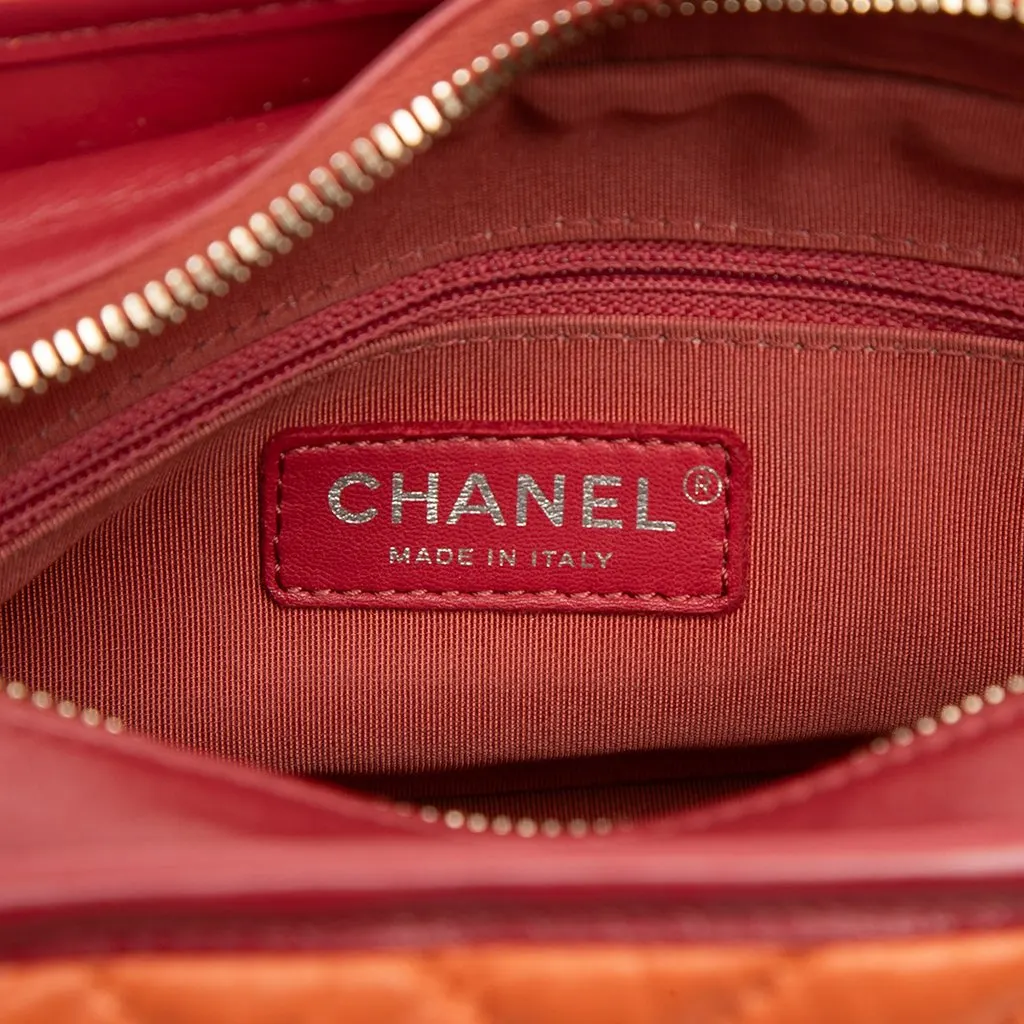 Chanel Small Chevron Lambskin Gabrielle Crossbody Orange Leather Very good - Box View