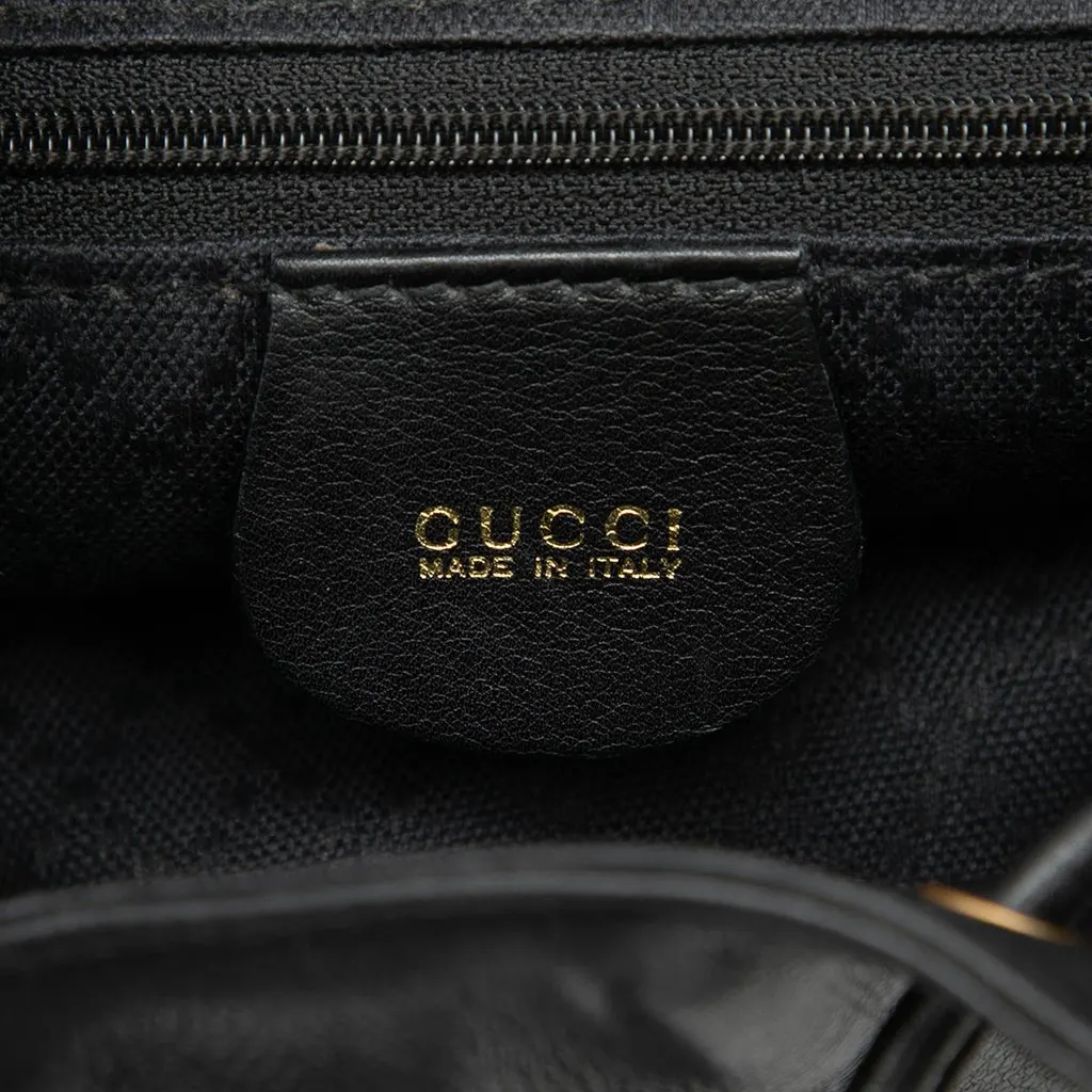 Gucci Mini Calfskin Bamboo Drawstring Backpack Black Leather Good - Box View