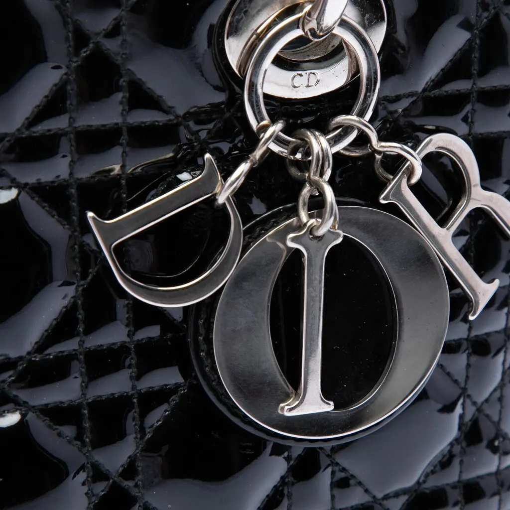 Dior Medium Patent Cannage Lady Dior Black Leather Very good - Box View