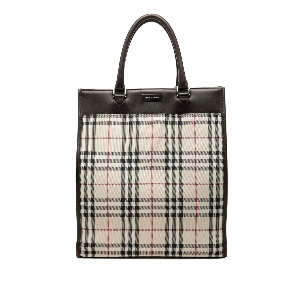 Burberry House Check Canvas Tote Beige Very good - Front View