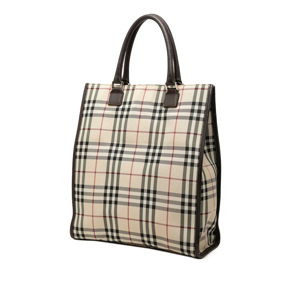 Burberry House Check Canvas Tote Beige Very good - Back View