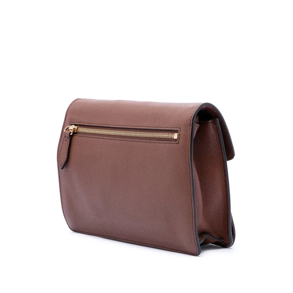 Burberry Small Leather and House Check Canvas Derby Macken Crossbody Brown Very good - Back View