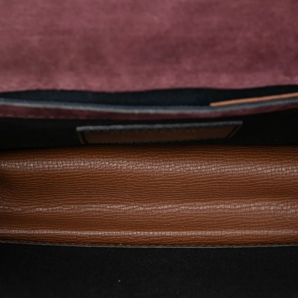 Burberry Small Leather and House Check Canvas Derby Macken Crossbody Brown Very good - Model View