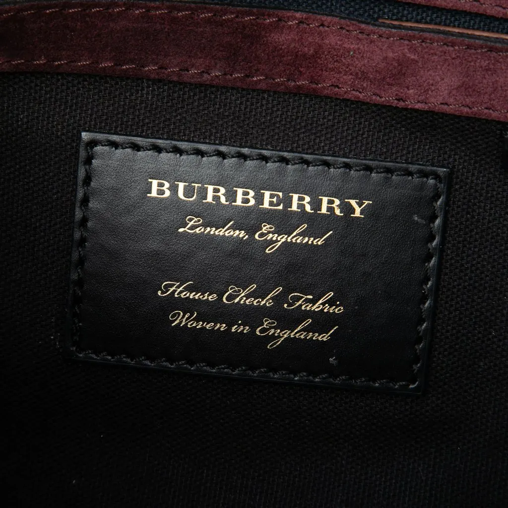 Burberry Small Leather and House Check Canvas Derby Macken Crossbody Brown Very good - Box View