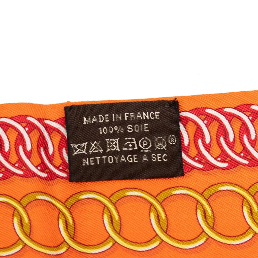 Hermès Maillons Silk Twilly Scarf Orange Very good - Back View