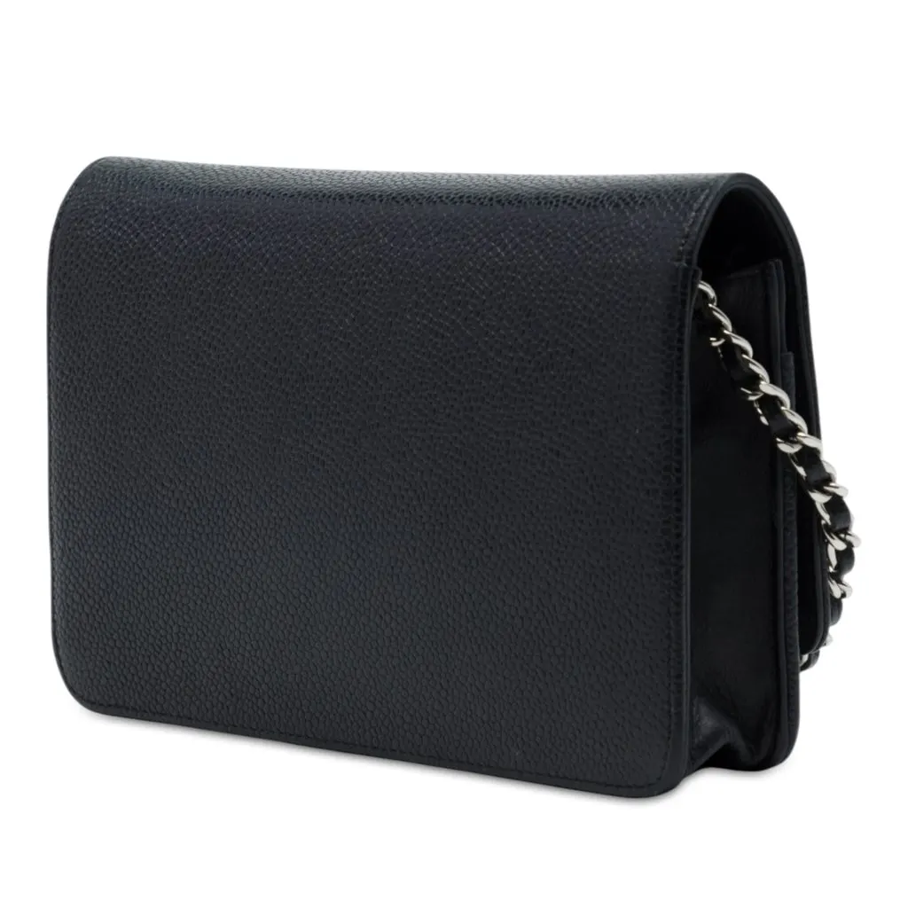 Chanel CC Caviar Wallet On Chain Black Leather Very good - Back View