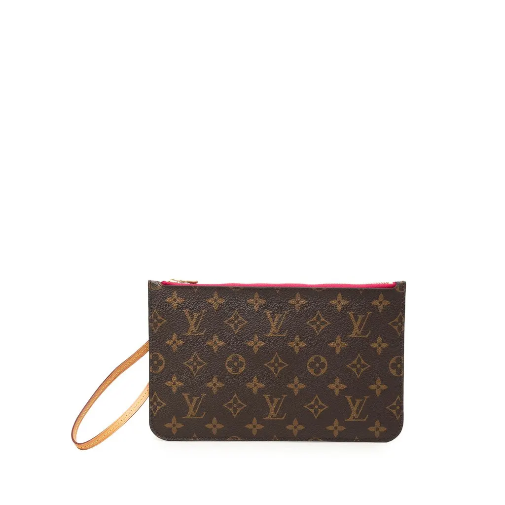 Louis Vuitton Monogram Neverfull MM Pouch Brown Canvas Very good - Front View