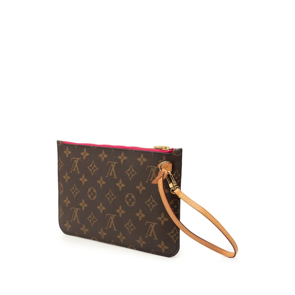 Louis Vuitton Monogram Neverfull MM Pouch Brown Canvas Very good - Back View