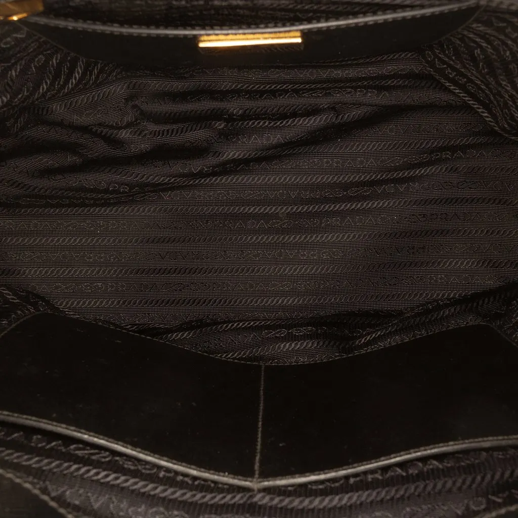 Prada Medium Saffiano Lux Galleria Double Zip Satchel Black Leather Very good - Model View