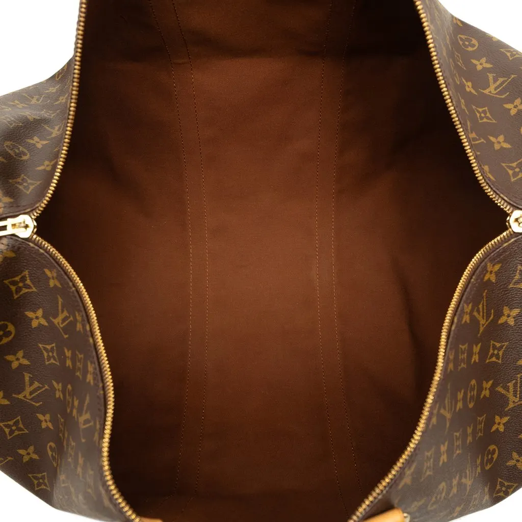 Louis Vuitton Monogram Keepall Bandouliere 60 Brown Canvas Good - Model View