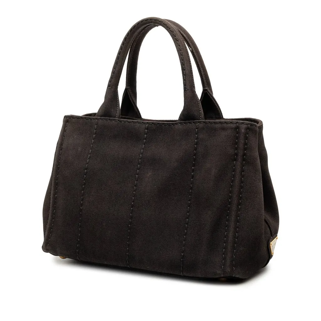 Prada Small Canvas Canapa Logo Tote Black Very good - Back View