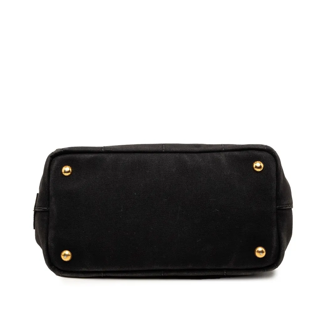 Prada Small Canvas Canapa Logo Tote Black Very good - Inside View