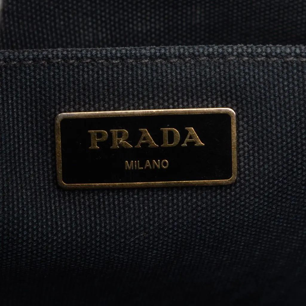 Prada Small Canvas Canapa Logo Tote Black Very good - Box View