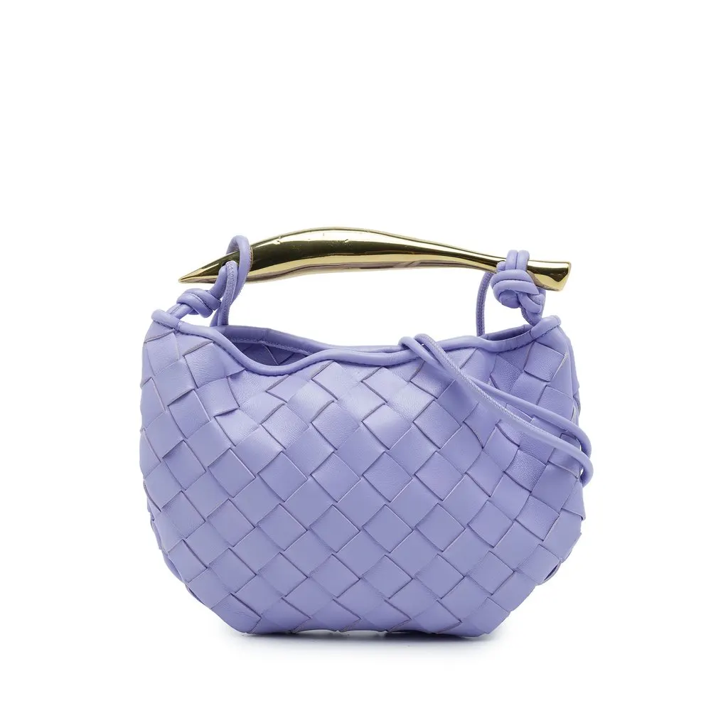 Bottega Veneta Baby Lambskin Intrecciato Sardine Bag Purple Leather Very good - Front View