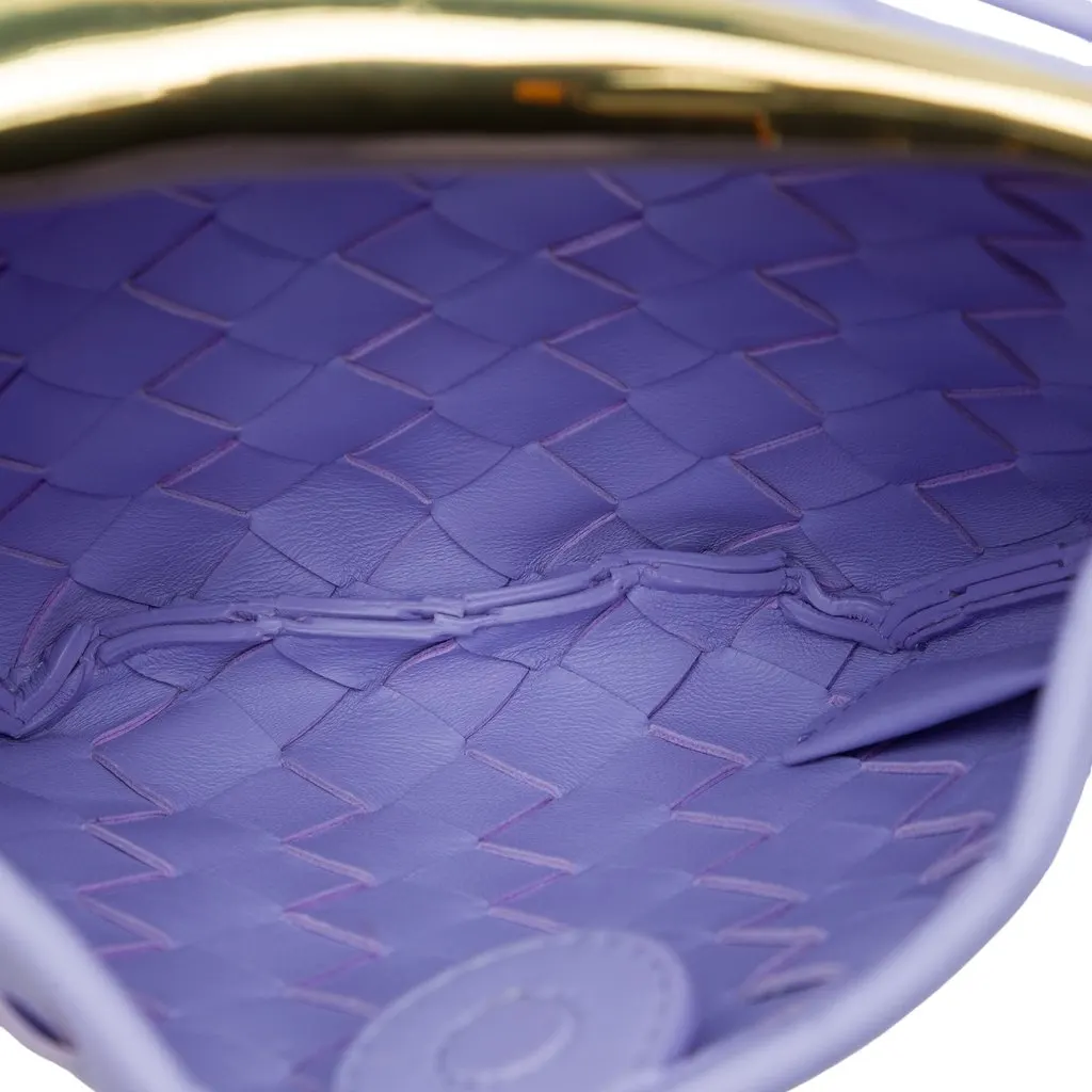 Bottega Veneta Baby Lambskin Intrecciato Sardine Bag Purple Leather Very good - Model View