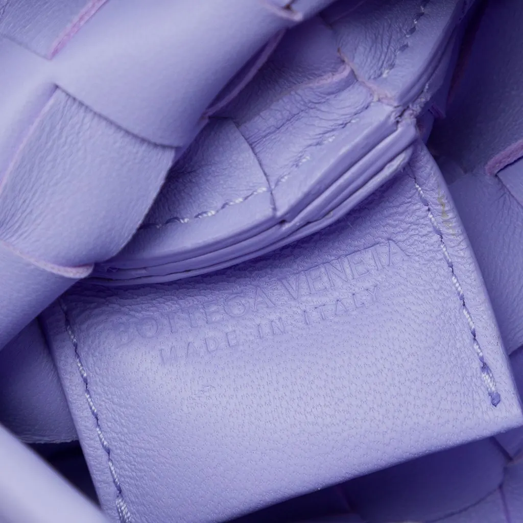 Bottega Veneta Baby Lambskin Intrecciato Sardine Bag Purple Leather Very good - Box View