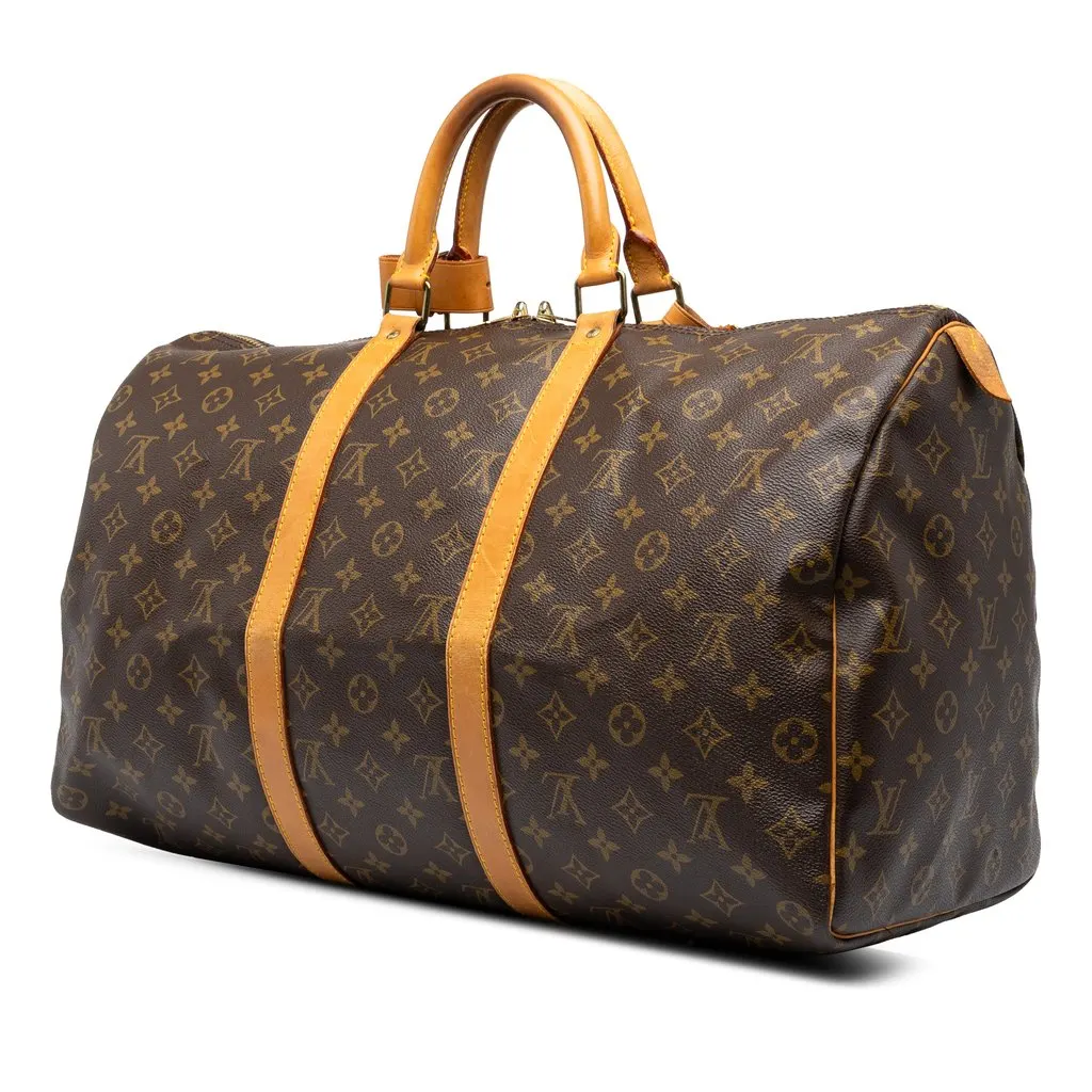 Louis Vuitton Monogram Keepall 50 Brown Canvas Good - Back View