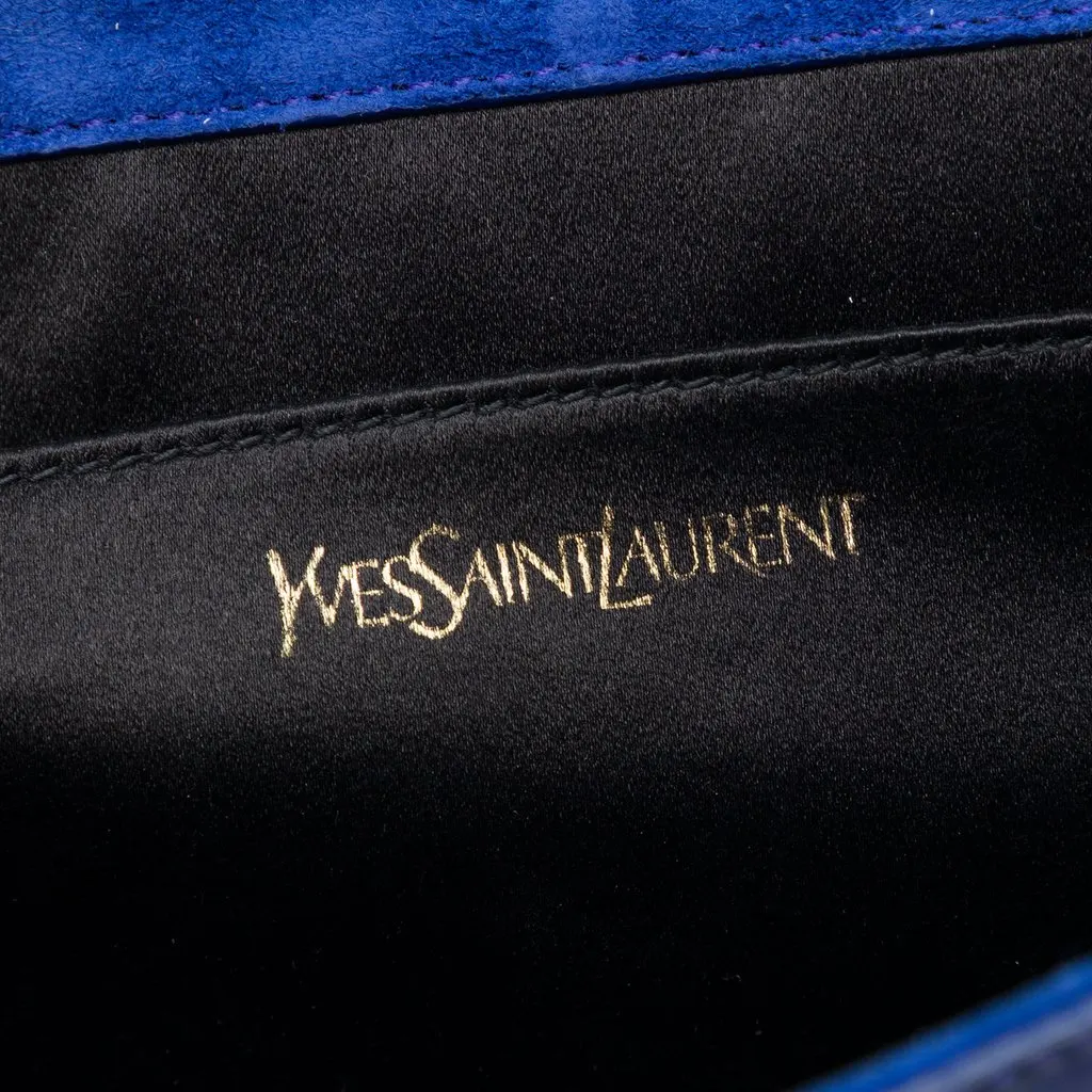 Saint Laurent Patent Belle Du Jour Clutch Blue Leather Very good - Box View