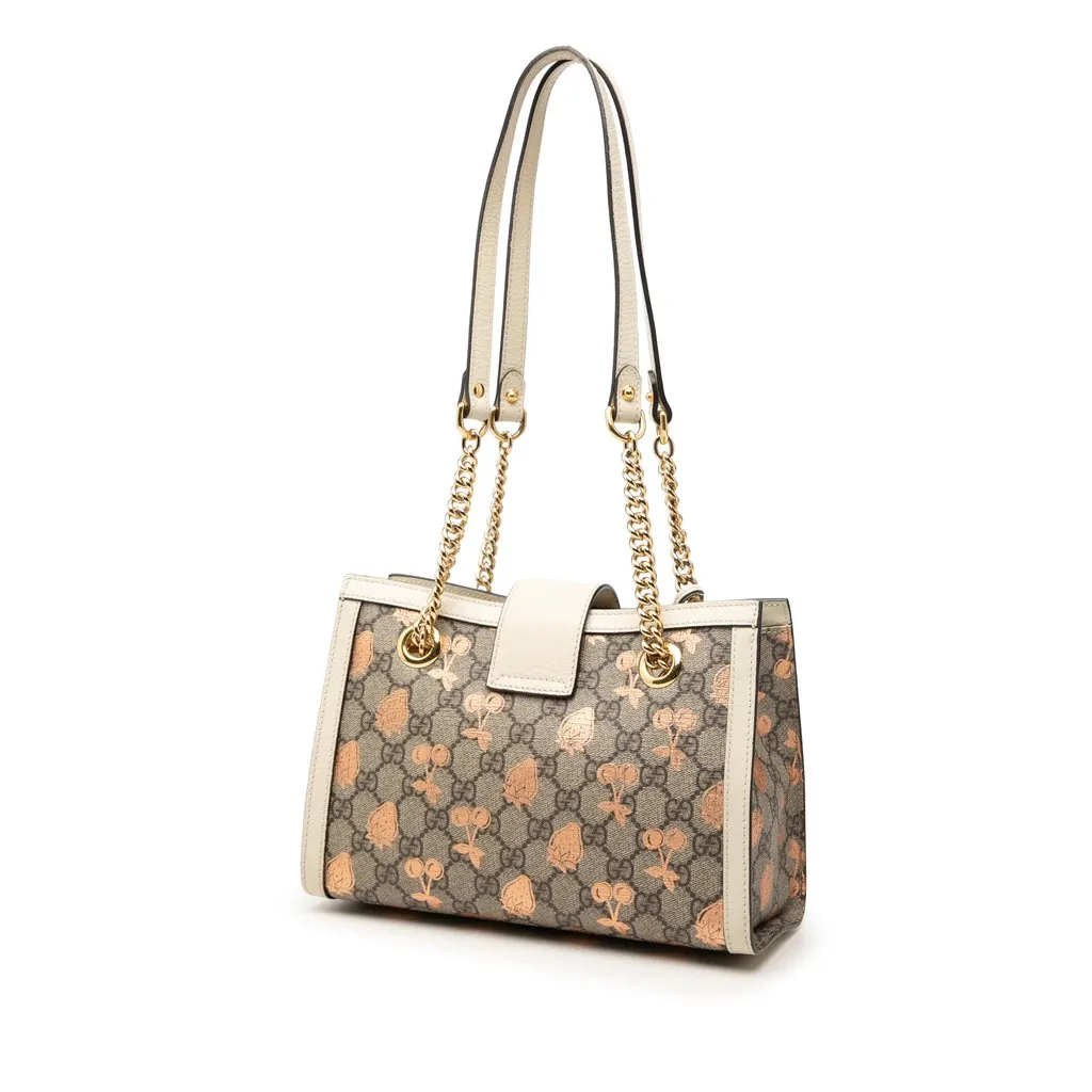 Gucci Small GG Supreme Berry Padlock Tote Beige Canvas Very good - Back View