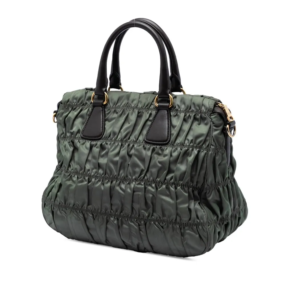 Prada Tessuto Gaufre Satchel Green Very good - Back View