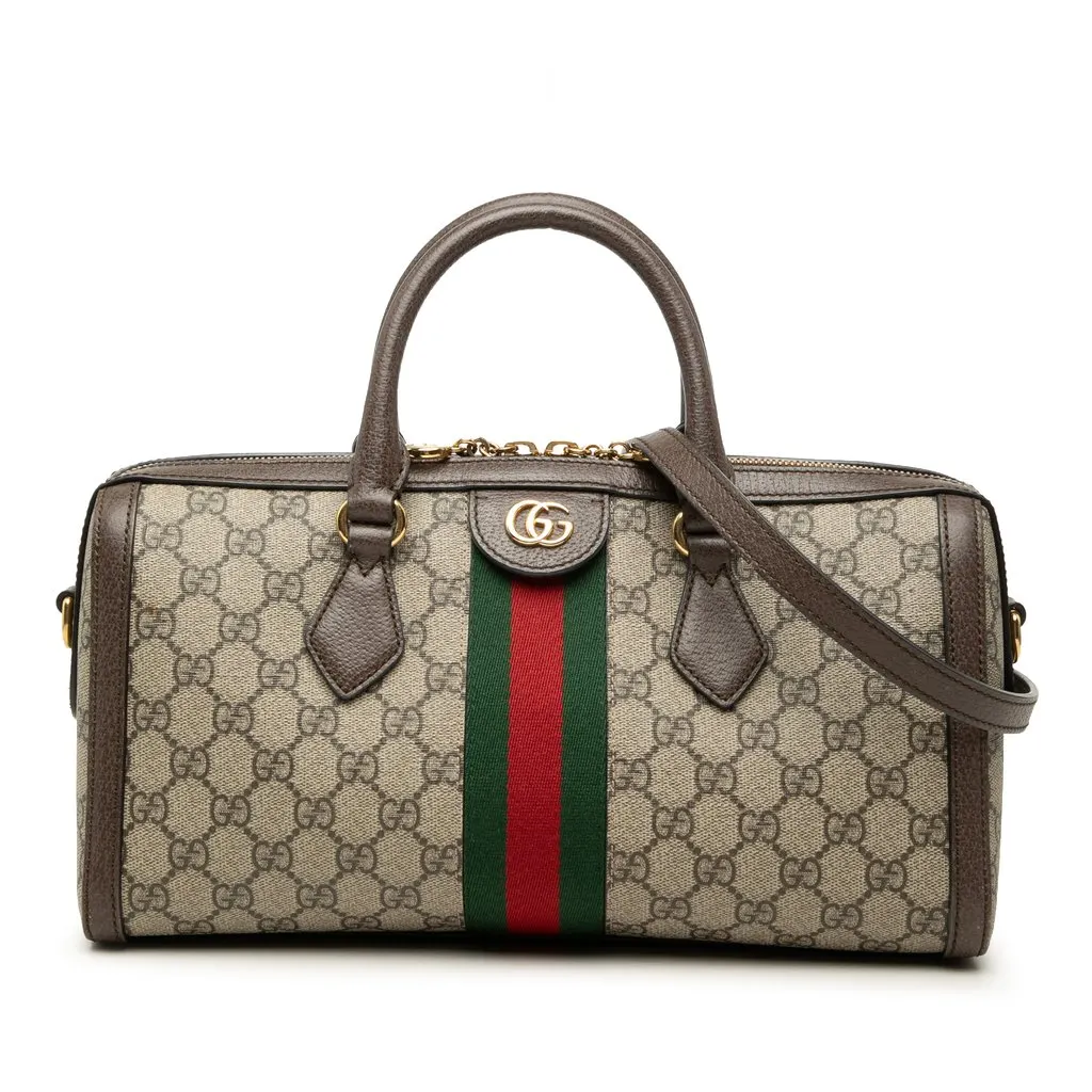 Gucci Medium GG Supreme Ophidia Top Handle Bag Beige Very good - Front View