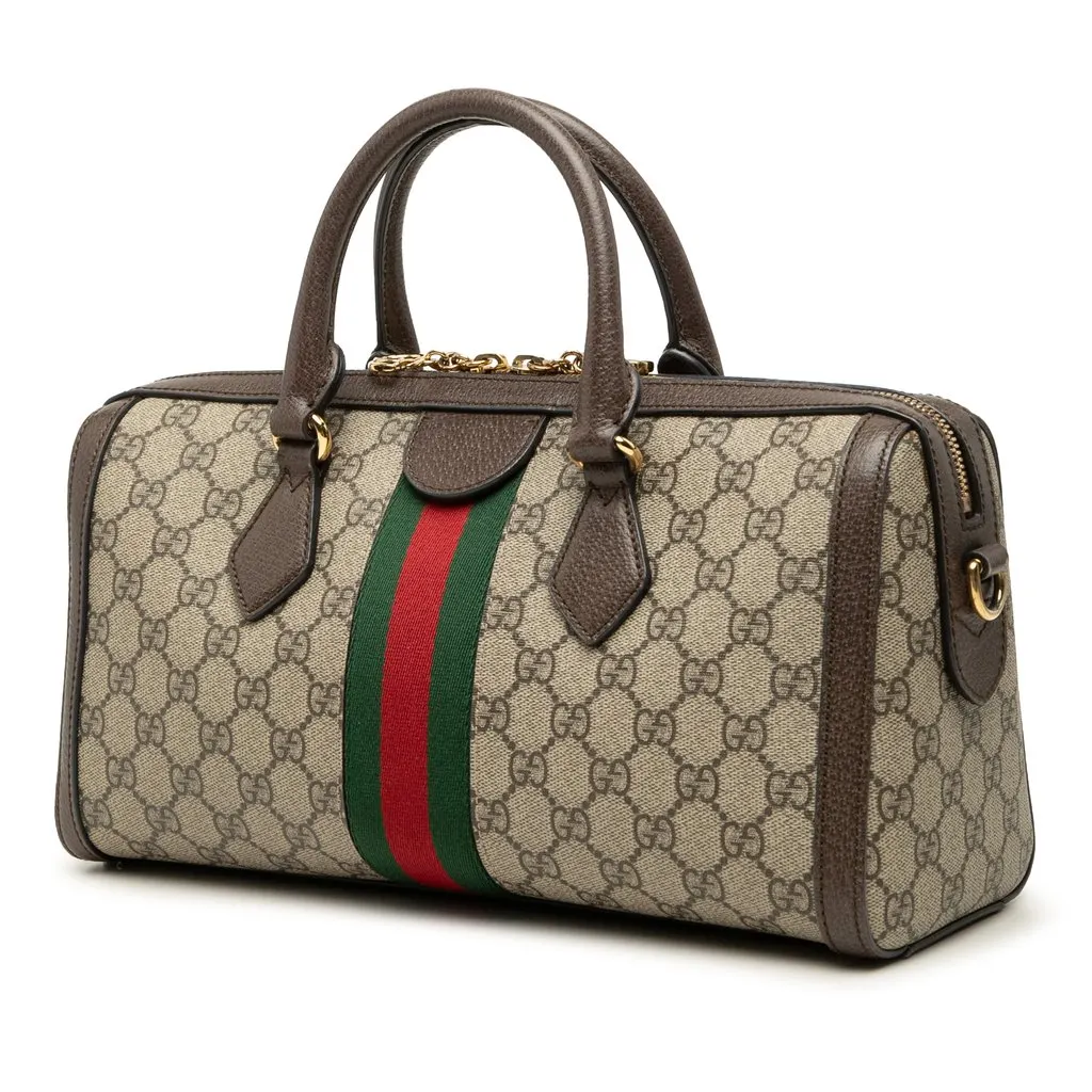 Gucci Medium GG Supreme Ophidia Top Handle Bag Beige Very good - Back View
