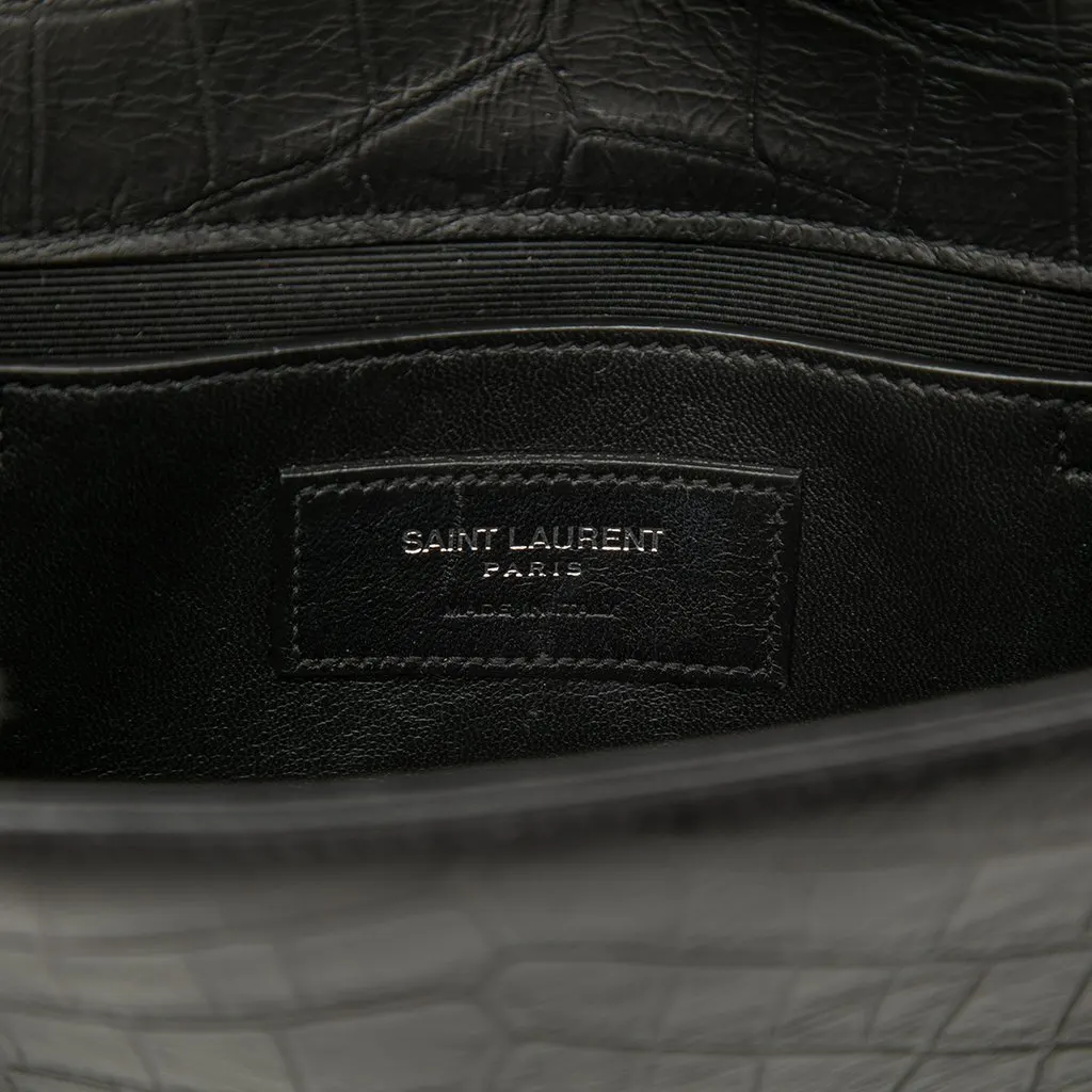 Saint Laurent Small Croc Embossed Leather Monogram Kate Tassel Crossbody Black Leather Very good - Box View