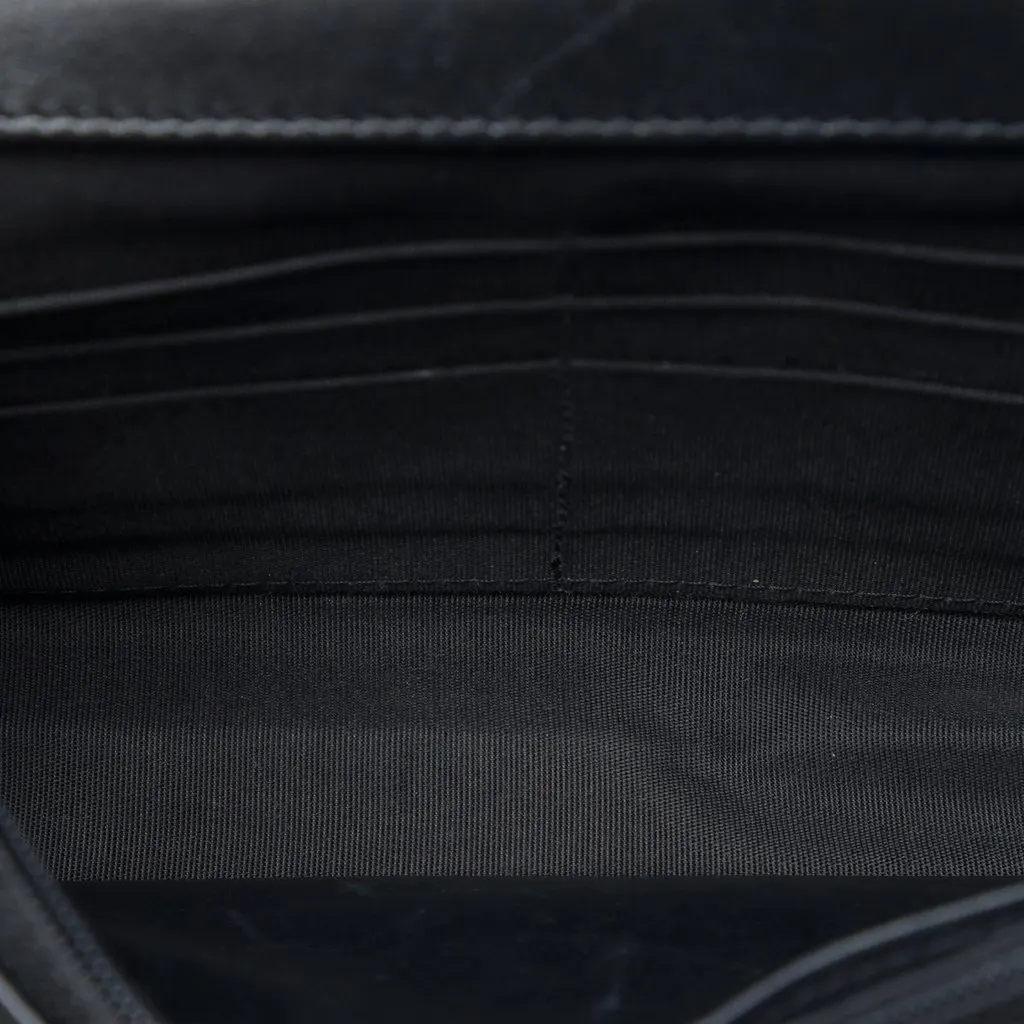 Chanel Quilted Lambskin Boy Wallet On Chain Black Leather Very good - Model View