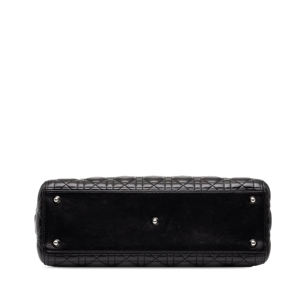 Dior Large Lambskin Cannage Lady Dior Black Leather Good - Inside View