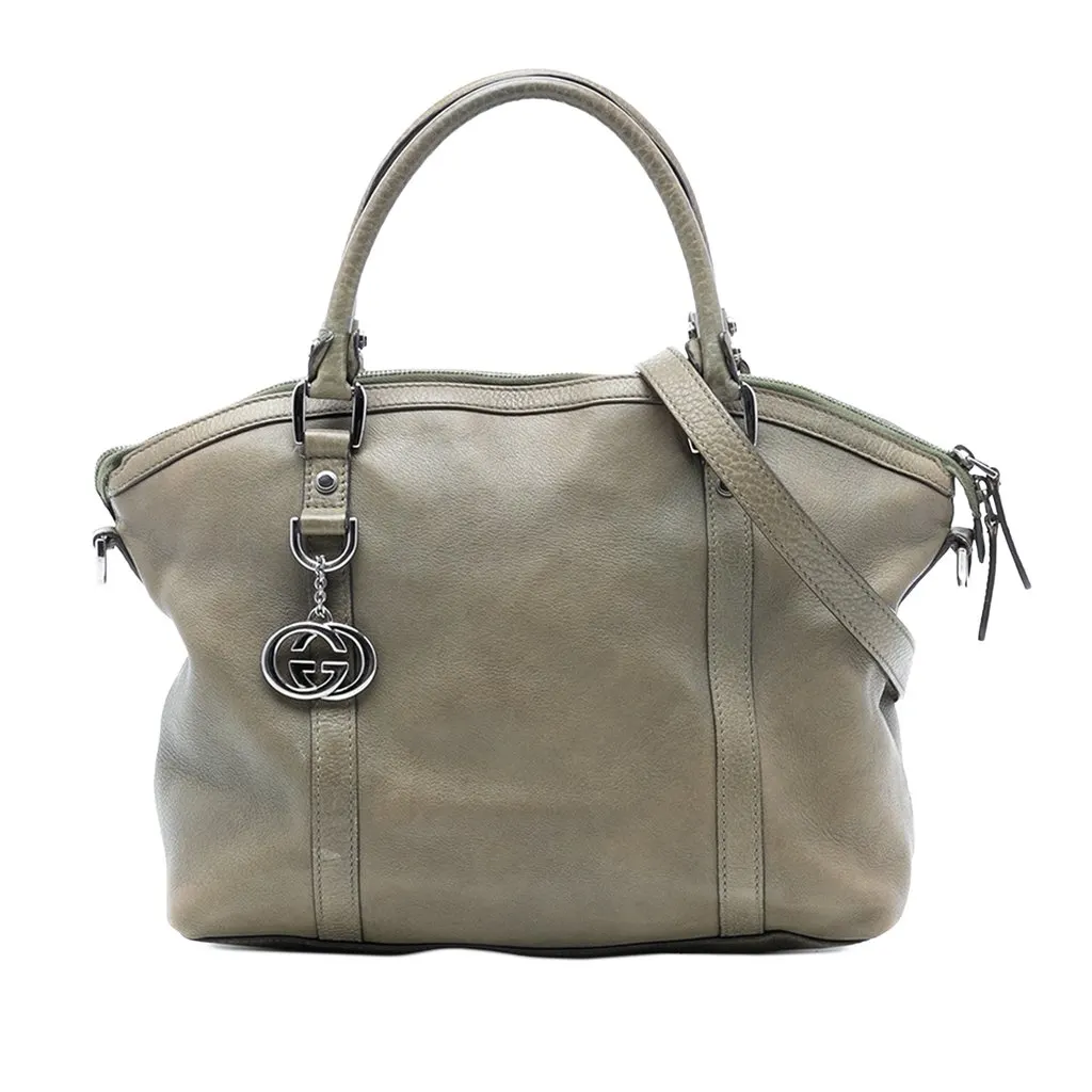 Gucci Leather GG Charm Dome Satchel Brown Leather Very good - Front View