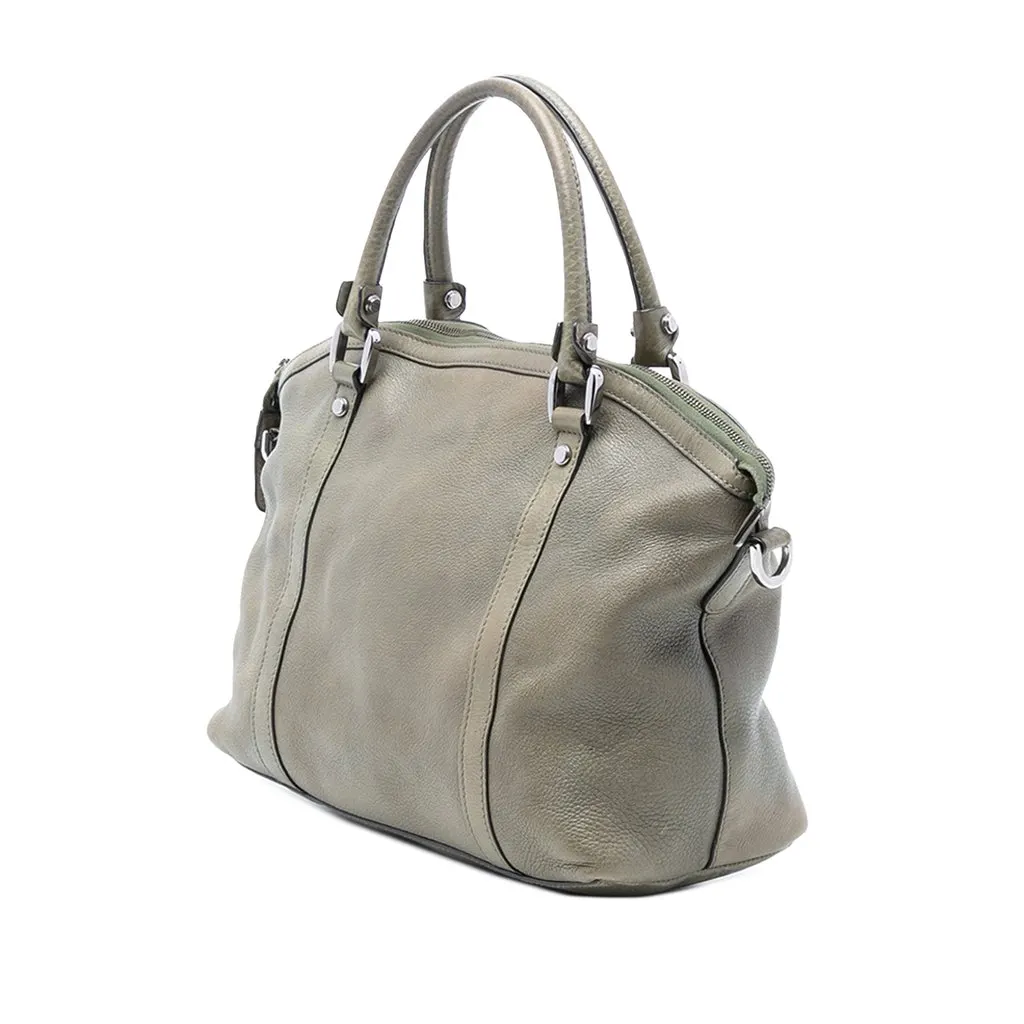 Gucci Leather GG Charm Dome Satchel Brown Leather Very good - Back View