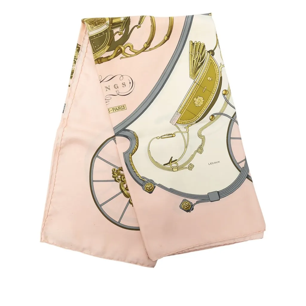 Hermès Springs Silk Scarf 90 Pink Silk Good - Front View
