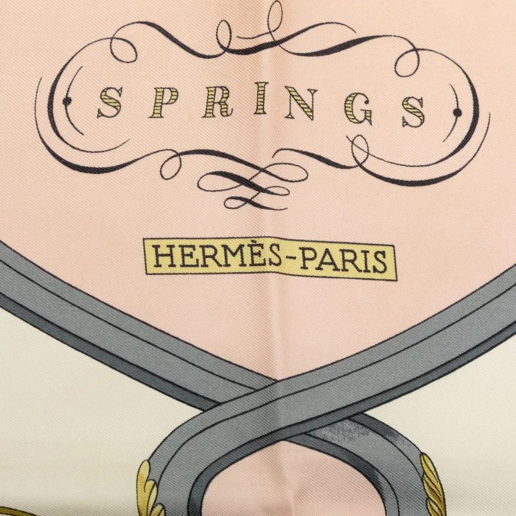 Hermès Springs Silk Scarf 90 Pink Silk Good - Inside View