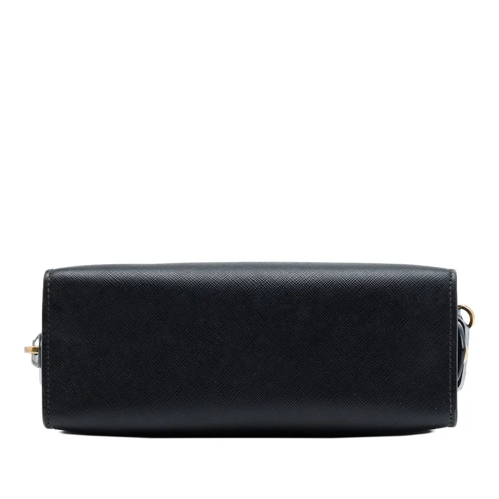 Prada Saffiano and City Calf Esplanade Crossbody Black Leather Very good - Inside View