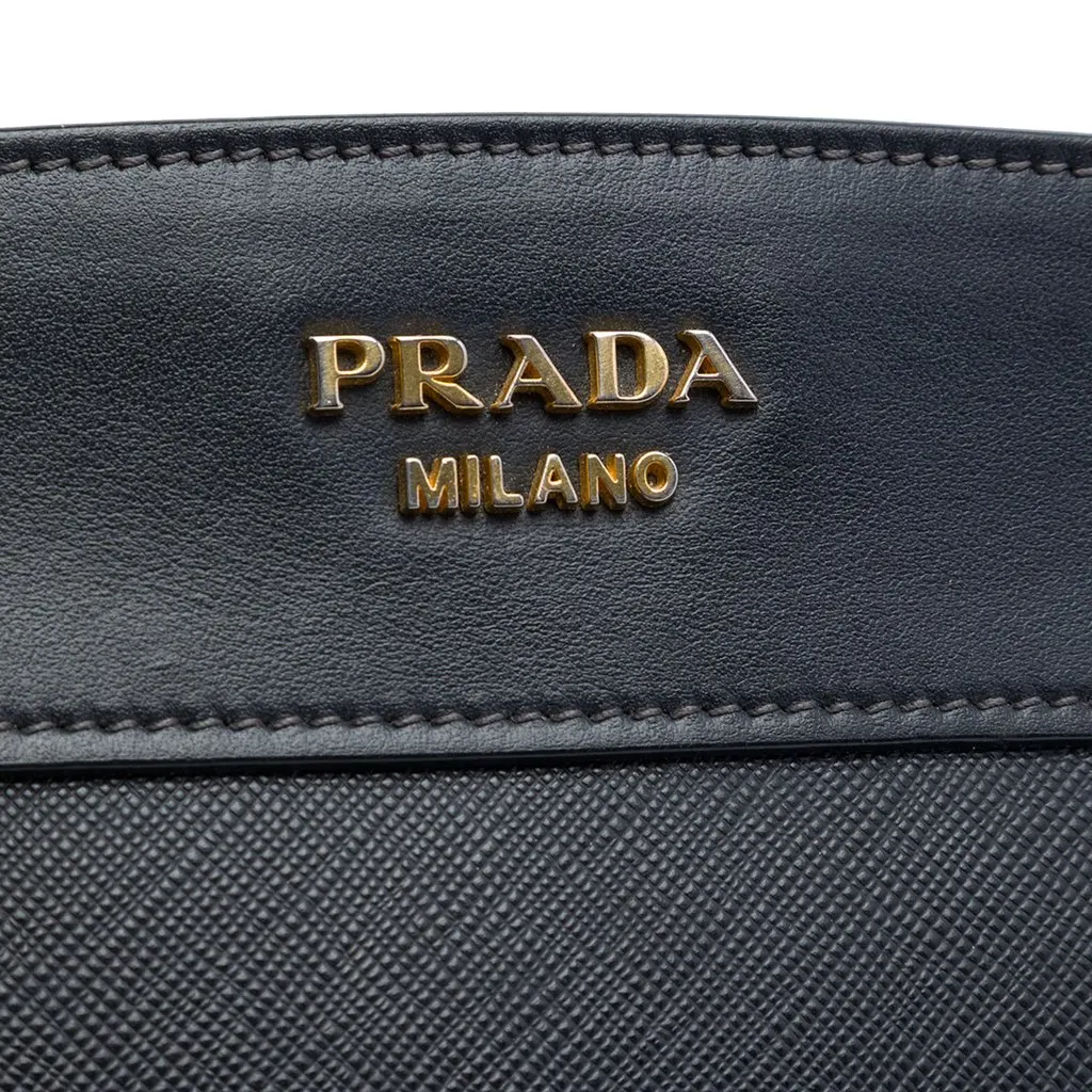 Prada Saffiano and City Calf Esplanade Crossbody Black Leather Very good - Box View