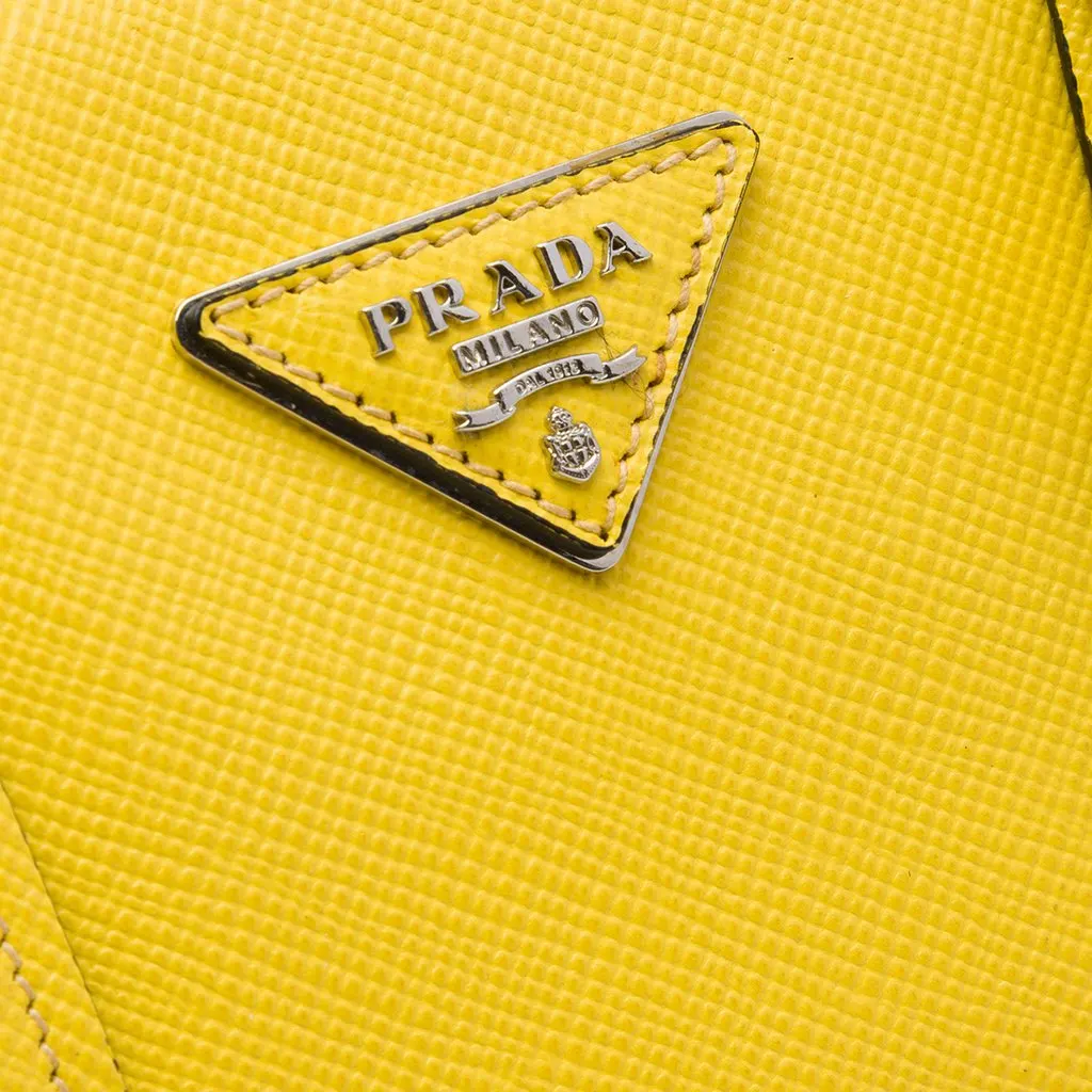 Prada Saffiano Cuir Double Tote Yellow Leather Very good - Box View