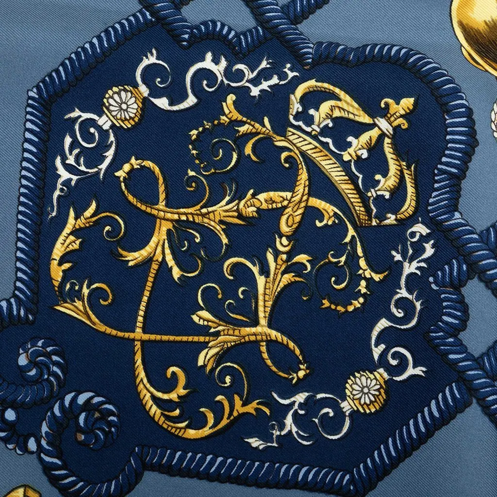 Hermès Lvdovicvs Magnvs Silk Scarf 90 Blue Silk Very good - Inside View
