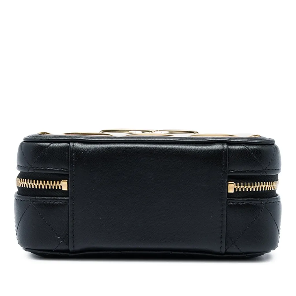 Chanel Mini CC Quilted Lambskin and Golden Plate Vanity Crossbody Black Leather Very good - Inside View