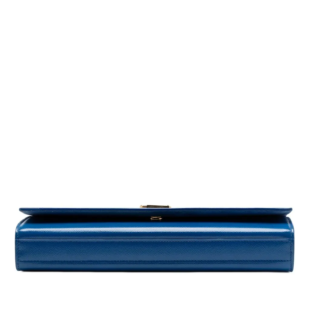 Saint Laurent Grain De Poudre Monogram Cassandre Clutch Blue Leather Very good - Inside View