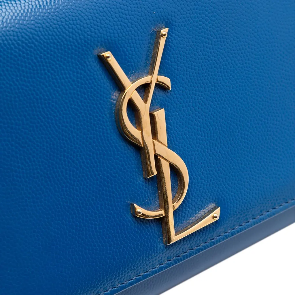 Saint Laurent Grain De Poudre Monogram Cassandre Clutch Blue Leather Very good - Box View