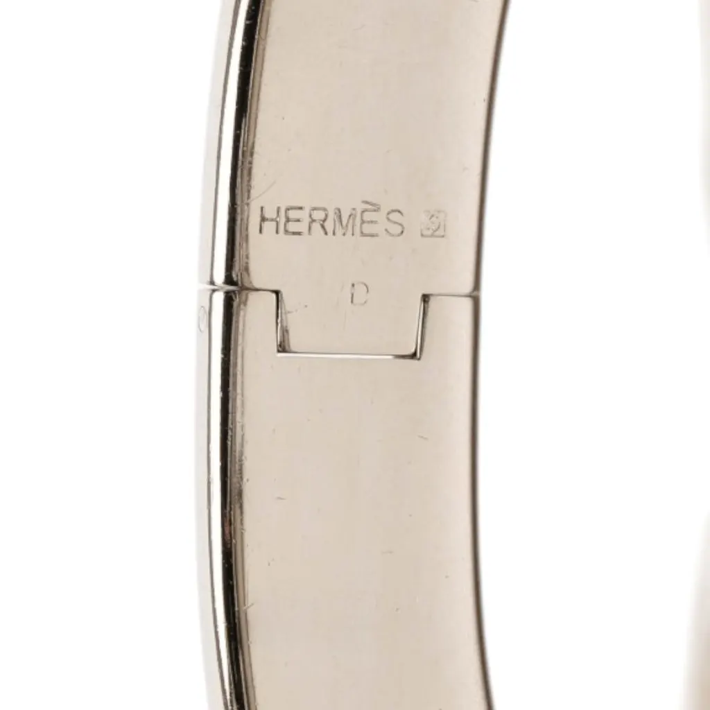 Hermès Narrow Enamel Clic H Bracelet PM White Enamel Very good - Model View