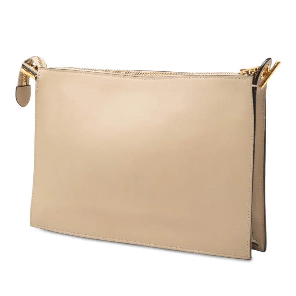 Celine Tricolor Leather Pocket Envelope Zip Crossbody Beige Leather Very good - Back View