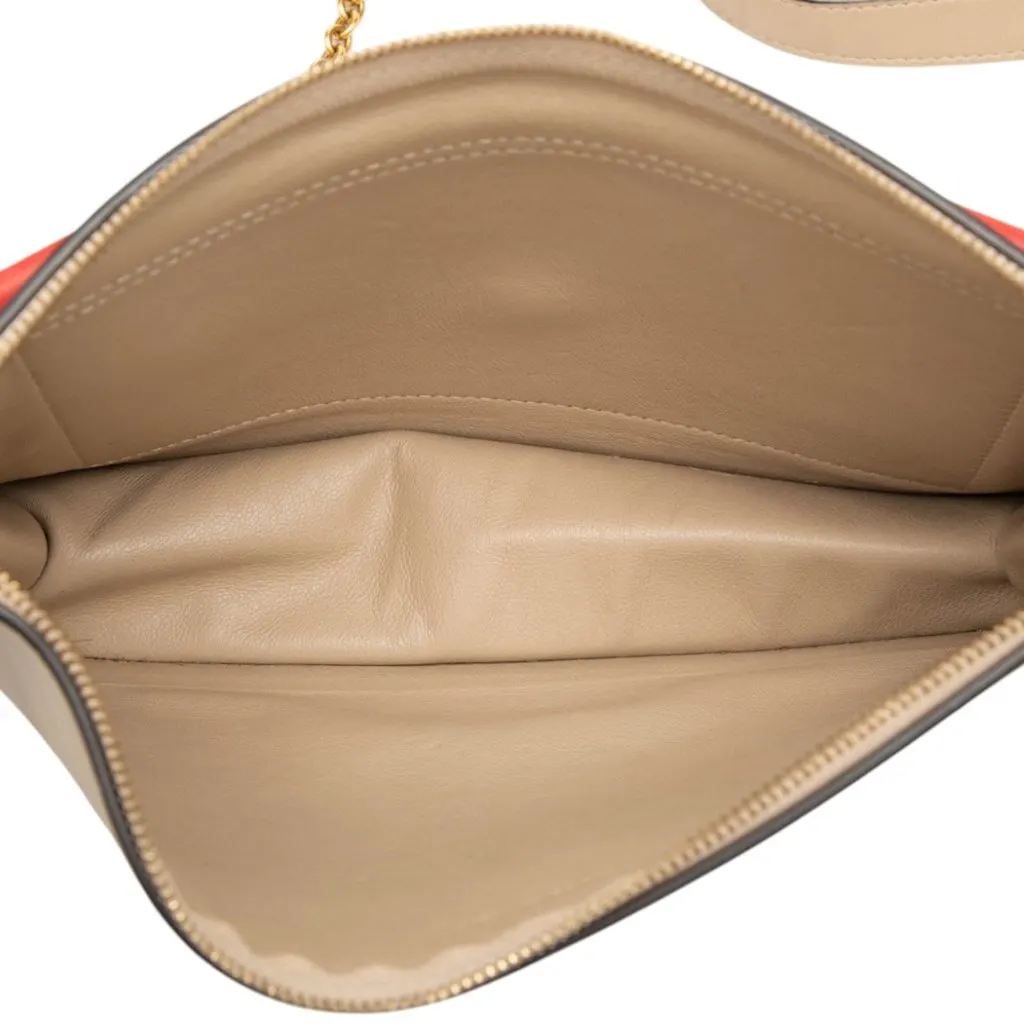 Celine Tricolor Leather Pocket Envelope Zip Crossbody Beige Leather Very good - Model View