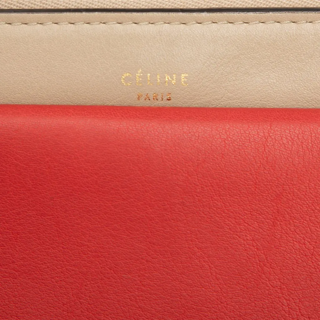Celine Tricolor Leather Pocket Envelope Zip Crossbody Beige Leather Very good - Box View