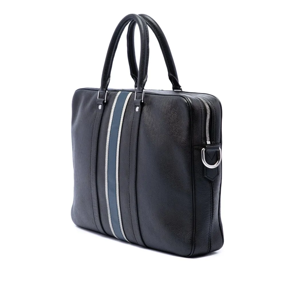 Louis Vuitton Taiga Striped Porte Documents Voyage PM Black Leather Very good - Back View