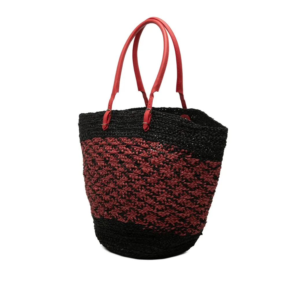 Balenciaga Raffia Motocross Classic Panier Basket Tote Red Very good - Back View